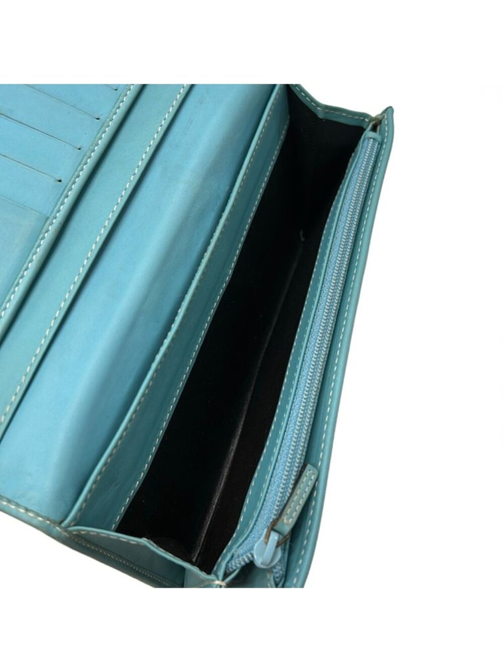 Gucci Wallet GG Pattern Light Blue Beige Dark Brown Leather - Picture 4 of 7